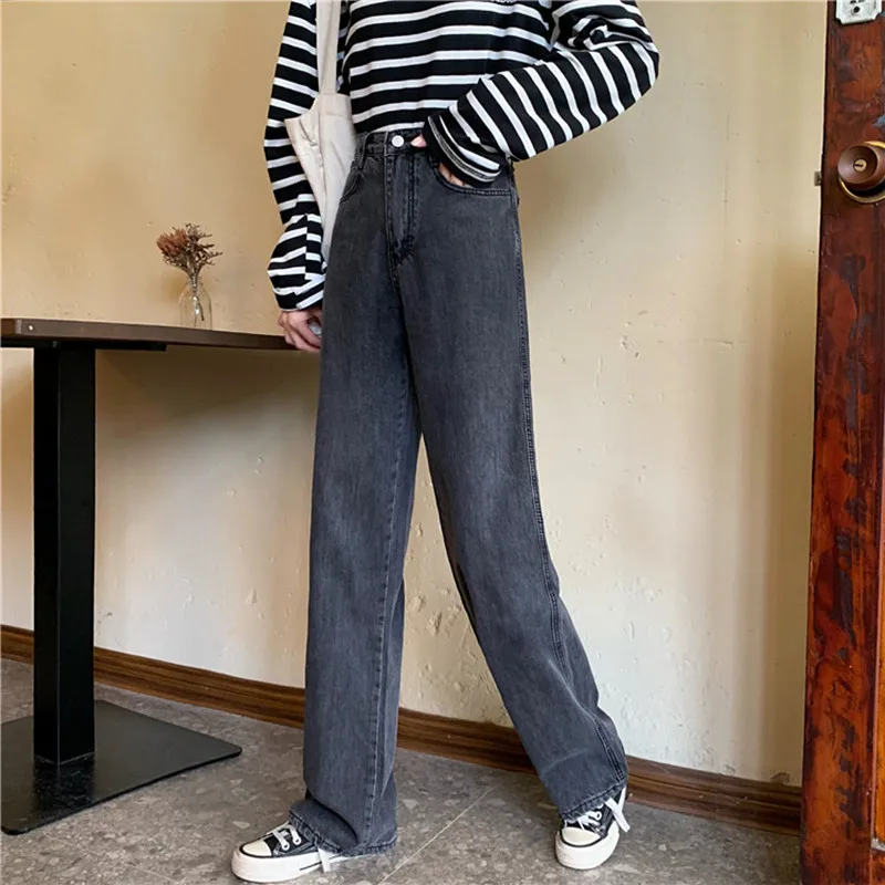 Женские свободные джинсы Fdfklak прямые брюки с высокой талией и широкими штанинами