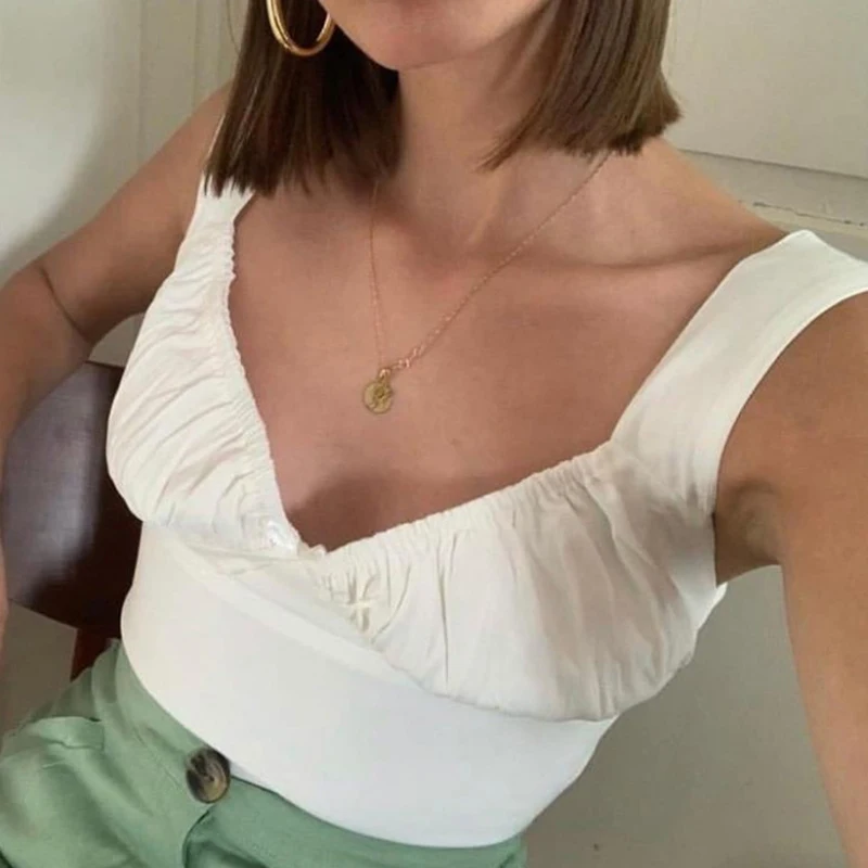 Хит продаж женский укороченный топ с u образным вырезом и бантом однотонный