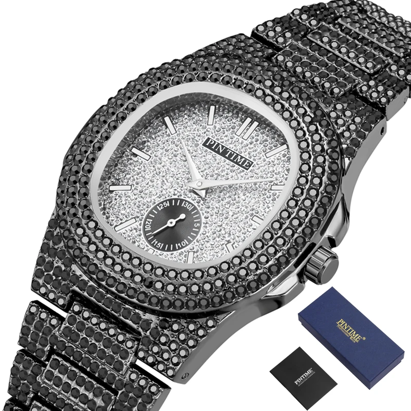 

Creative Watch Men Hip Hop Steel Diamond Gold Iced Out Mens Watches Top Brand Luxury Clock Reloj Hombre Montre Homme Relogio