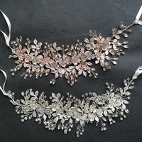 slbridal handmade silver color crystal rhinestone flower leaf wedding hair accessories hair vine bridal headband women jewelry