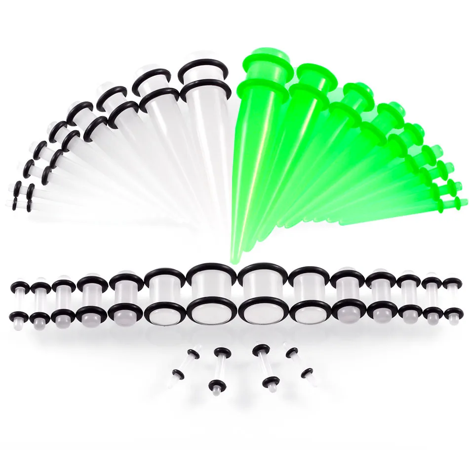 Color12 UOTOP 36PCS Ear Stretching Kit 14G-00G Acrylic Tapers and Plugs Silicone Tunnels Ear Gauges Expander Set Body Piercing Jewelry - Окраска металла: Color12