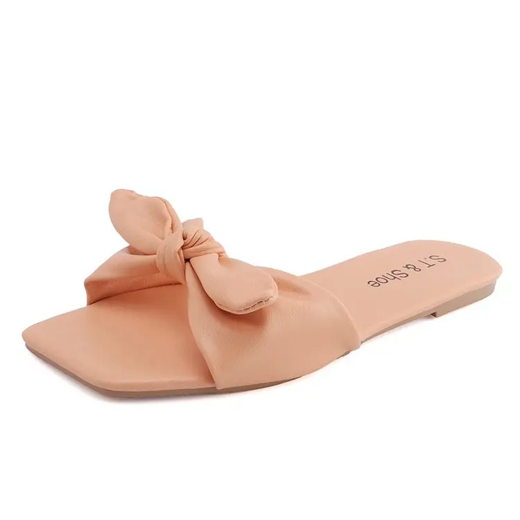 Женские мокрые тапочки женская летняя верхняя одежда модные сандалии с бантом