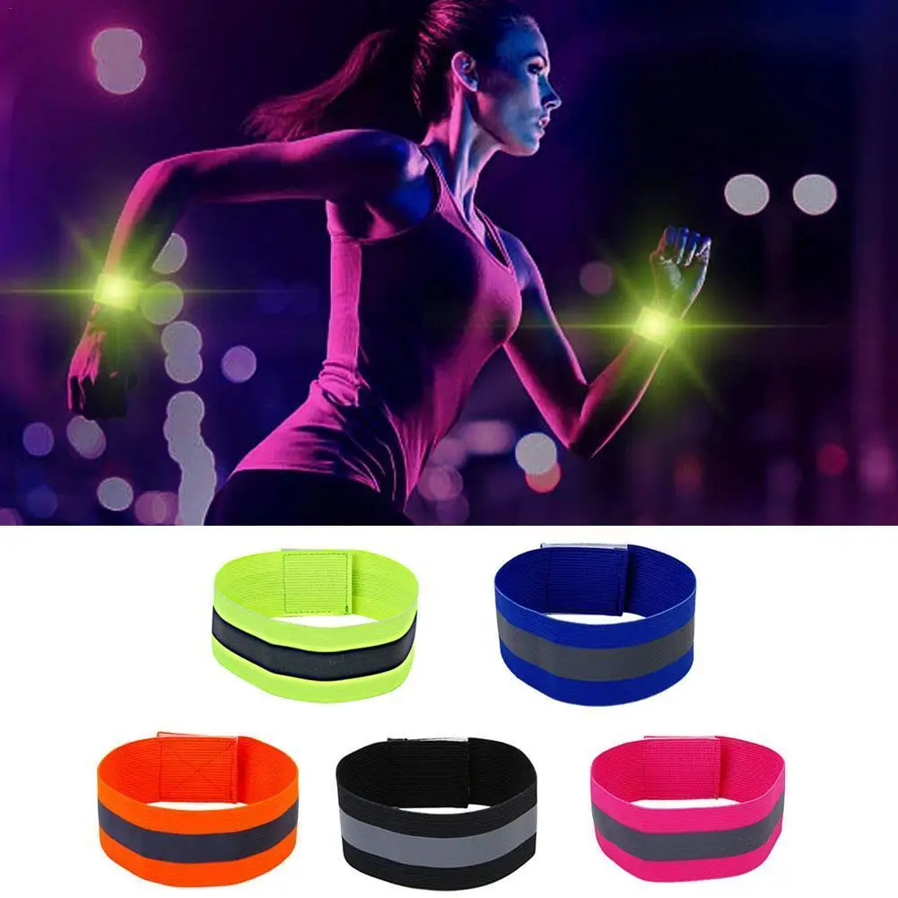 

2Pcs Safety Reflective Arm Band Belt Strap For Outdoor Night Running Cycling Reflective Armband Sports E5J4