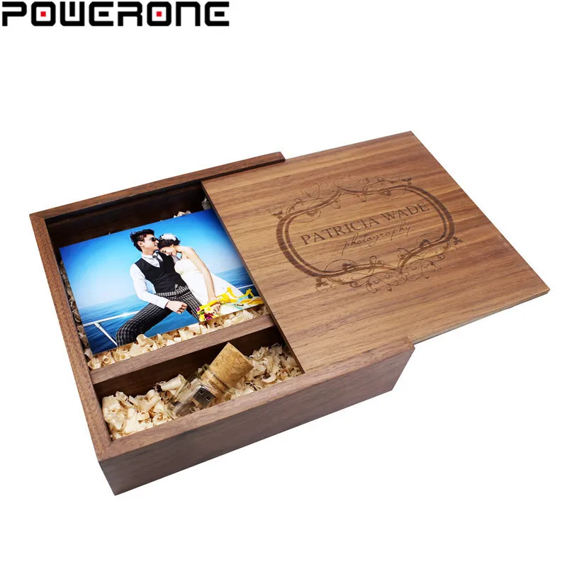 

POWERONE Free Custom Logo Maple Wooden Photo Album Usb+Box Pendrive 4GB16GB 32GB 64GB Photography Wedding Gift 205*205*60mm
