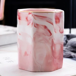 Pink Держатель для ручек с мраморным принтом, держатель для ручек в скандинавском стиле, органайзер для канцелярских принадлежностей, трубка для хранения, для дома, офиса, стола, канцелярский декор, CL-2523 - Цвет: Pink