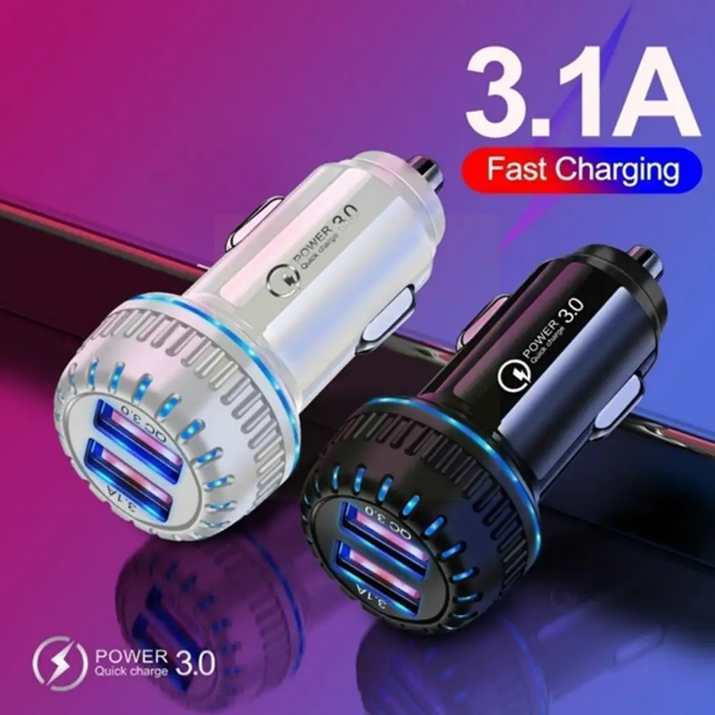 

1pcs Car Cigarette Lighter Car Interior Parts Car Phone Charger Adapter USB 2.4A Car USB Fast Light Dual Mini Charger Charg J1I5