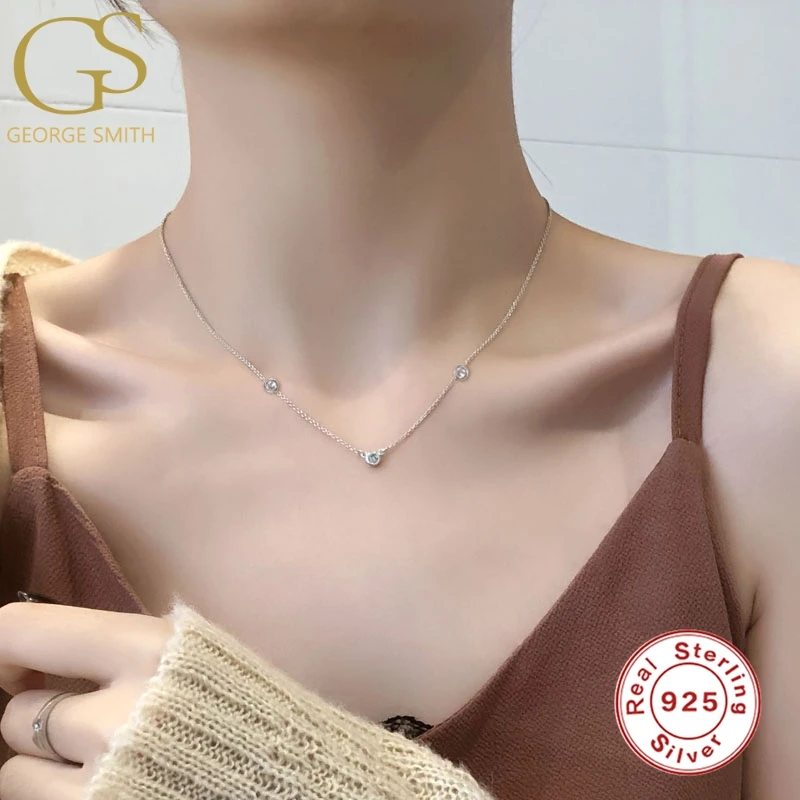 

GS New Simple INS S925 Sterling Silver Choker Gold Silver Chain Star Pendant Short Necklaces For Women Charming Necklace Jewelry
