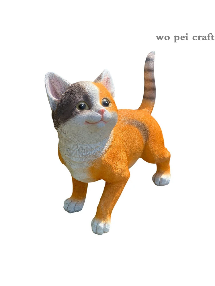 

Simulation Animal Lawn Ornaments Yellow Cat Garden Decoration Lovely Resin Kitten Painted Craft Park Pastoral Outdoor Decor