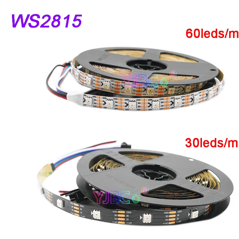 5m DC12V WS2815 LED Strip full color Light addressable Dual-Signal WS2812 Updated 5050 RGB Pixels Lamp Tape 30/60/144 LEDs/m | Освещение