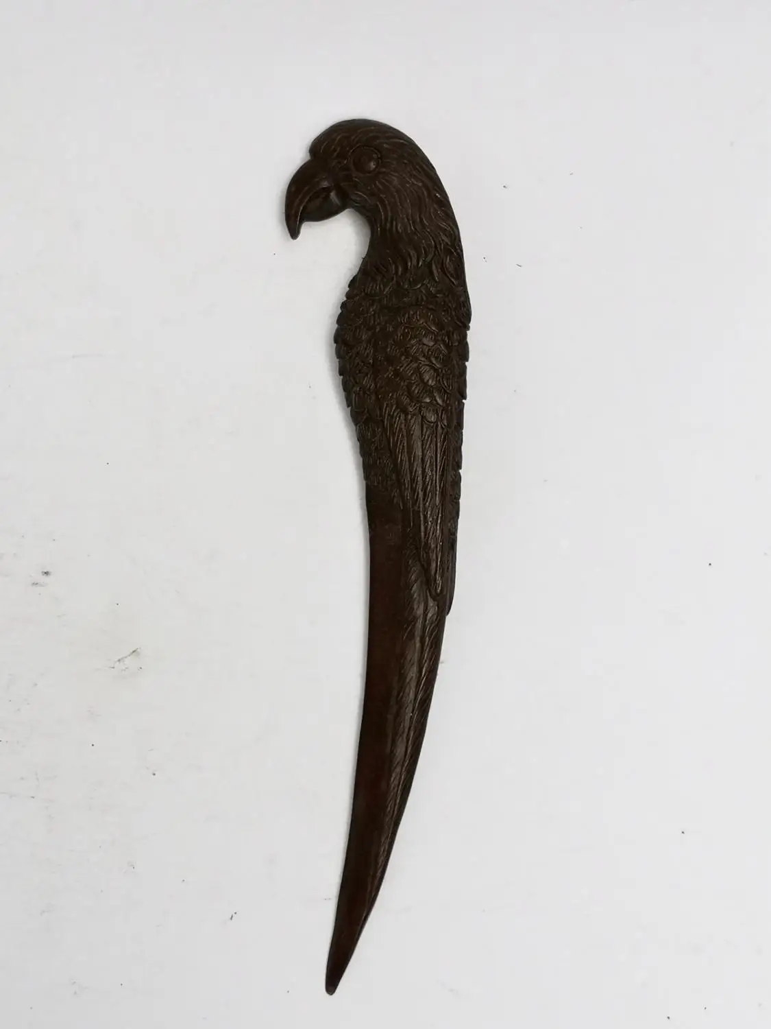 

YIZHU CULTUER ART Collection Old Chinese Bronze Carving Lovely Parrot Statue Hairpin Decoration