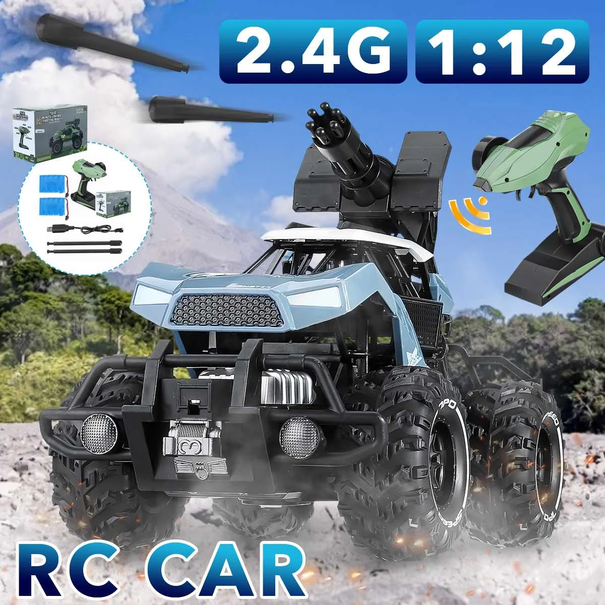 

High speed Trucks 1:12 4WD 2.4G Radio Control RC Car remote control car Off-Road Trucks boys Toys for Children RC Shooting Car