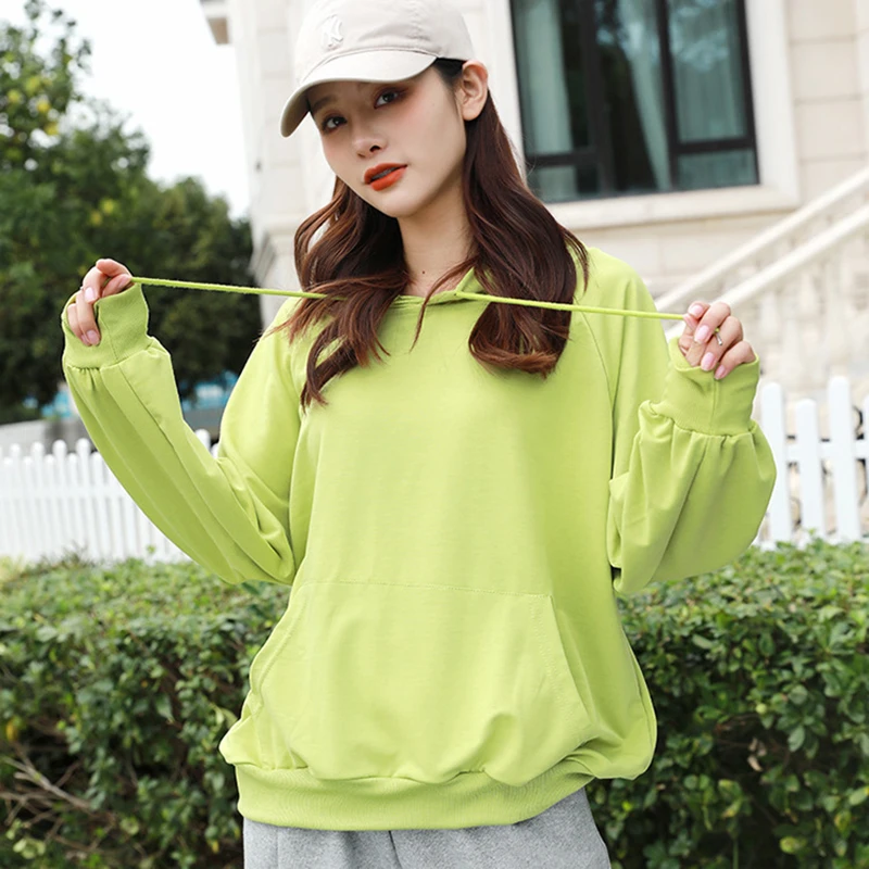 

Spring/Autumn New South Korean Hoodie Casual Hoodie For Men And Women a Thin Plain Color Loose Instagram Trend Top Hair