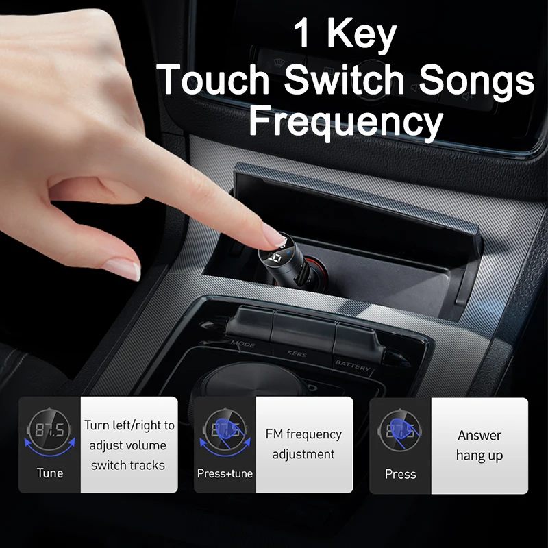 baseus car fm transmitter modulator bluetooth 5 0 car kit with 3 1a dual usb charger auto audio mp3 player car fm transmiter free global shipping