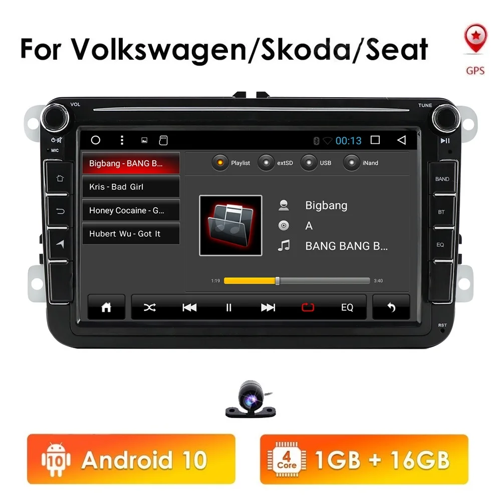 

Автомобильный мультимедийный плеер, стерео-система на Android 10, с GPS, obd2, для Volkswagen, Skoda Seat, Octavia, golf 5, 6, touran, passat B6, polo, swc, типоразмер 2 Din