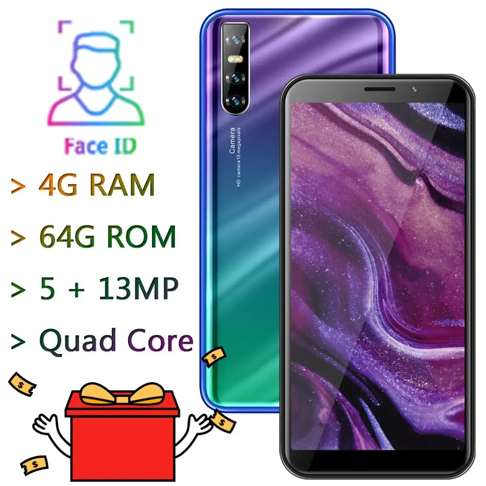Смартфон 7Pro 4 Гб + 64 ГБ 5 Мп 13 МП распознавание лица 6 дюймовый экран мобильный