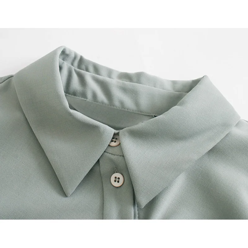 ZOEPO Minimalist Turn Down Collar Blouses Women Fashion Solid Shirts Elegant Fold Long Sleeve Tops Female Ladies IP | Женская одежда