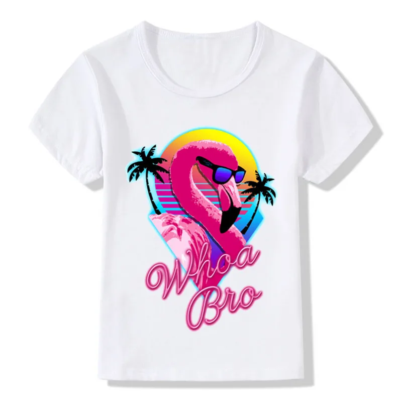 

2019 Kpop Flamingo Print Funny T-Shirts For Children Boy and Girls Summer Tees Kids Tops Novelty Hipster Cool Baby Shirt,ooo2055