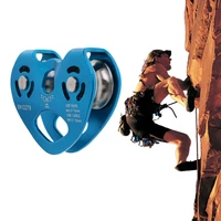 zip line cable pulley double speed aluminum alloy pulleys with ball bearing caving equipment extreme sports supplies blue