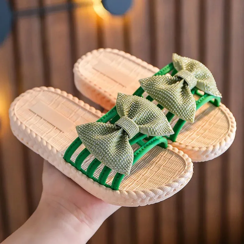 

Summer Kids Slippers Cute Bow Little Girl Shoes New Children Girls Princess Shoes Student Beach Sandals Indoor Slippers SBA009