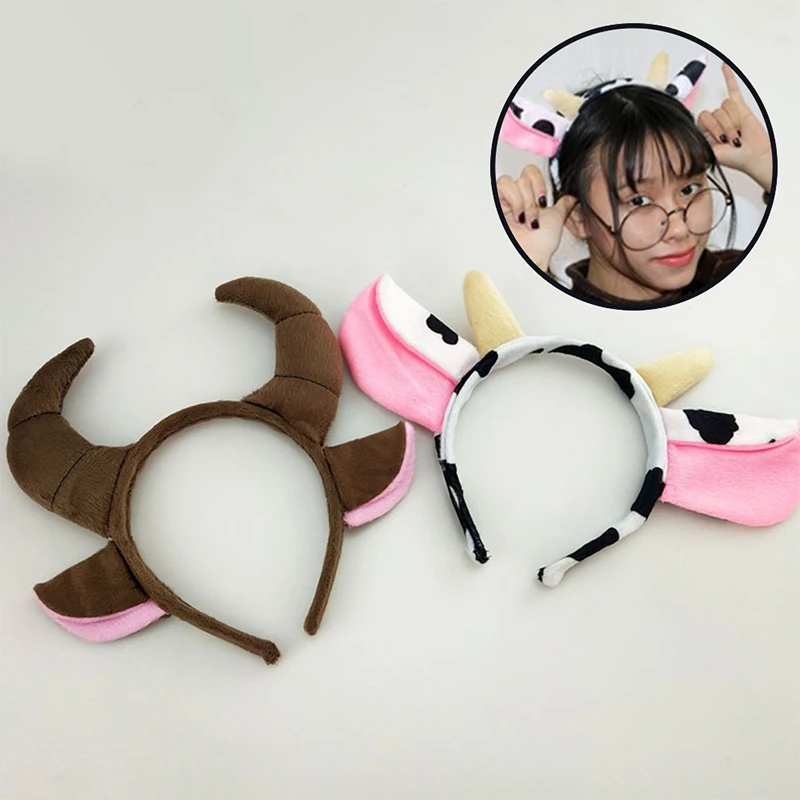 

Creative Cow Milk Horn Ear Headband Animal Cosplay Costume Hair Band Party Props