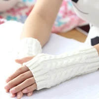 women stylish hand warmer winter gloves arm crochet knitting faux wool mitten warm fingerless glove gants femme women gloves