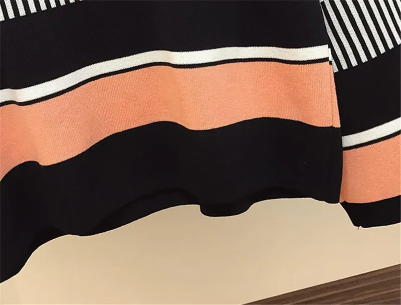 

Plus Size 2021 New Knit Two Piece Set Loose Pullovers Sweater Striped Elastic Waist A-line Skirt Spring Autumn Outfits for Women