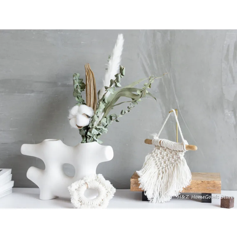 Маленький скандинавский гобелен ручной работы макраме настенный подвесной 100%