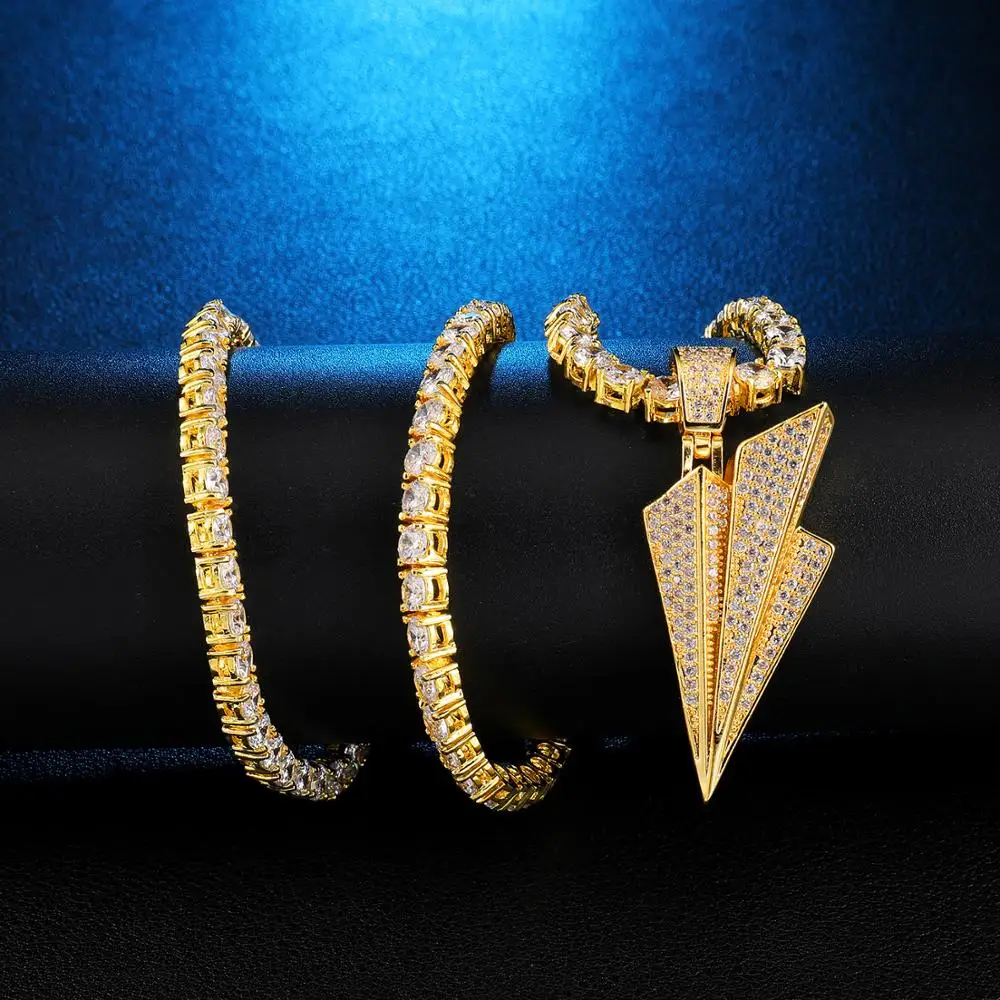 

Men/Women Hip hop paper plane Pendant Necklaces High quality AAA Zircon fashion Hiphop iced out bling necklace jewelry Gifts