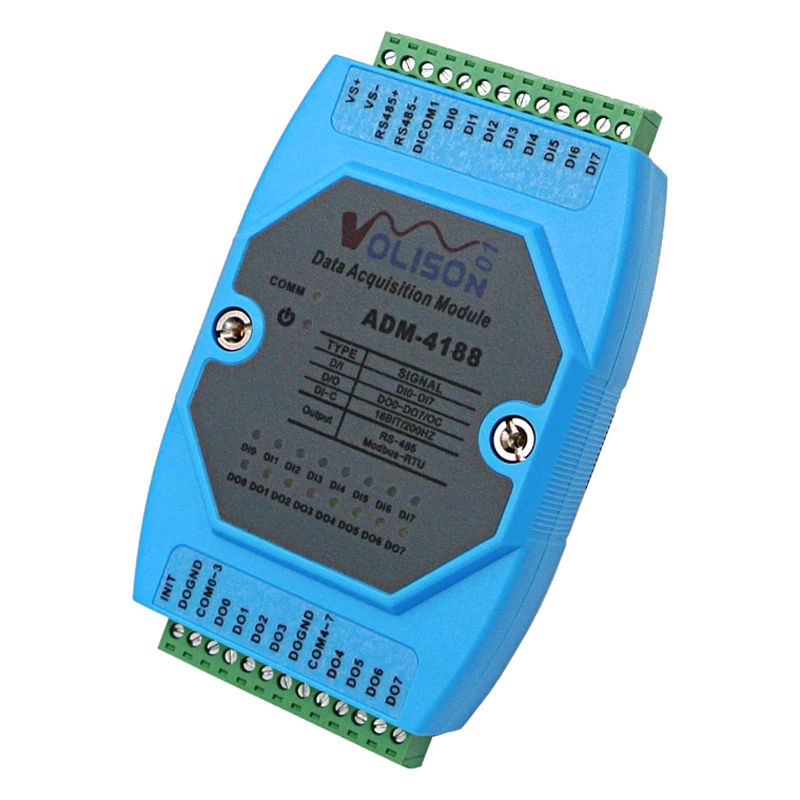 ADM-4188 8Channel Isolated Digital Industrial Switch 8DI/DO Data Acquisition Module RS485 MODBUS RTU | Безопасность и защита