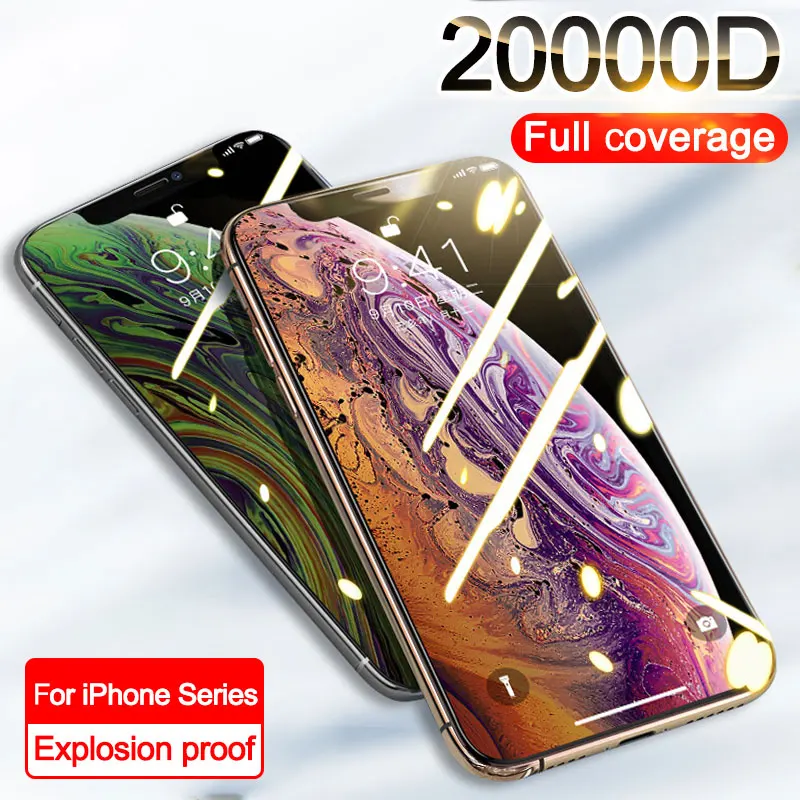 

Full Cover Tempered Glass on For iphone 11 12 Pro Xs Screen Protector Protective Glass For iphone X XR 5 6 7 8 Plus SE2020 Glass