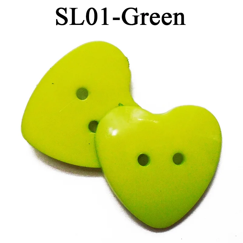 SL01-green ZIEENE 5 шт.-50 шт Смешанные 12 Цветов, украшенная большим сердечком; Пластик кнопки 25X25 мм Diy Швейные Скрапбукинг для детей ручной работы с 2 отверстиями - Цвет: SL01-green