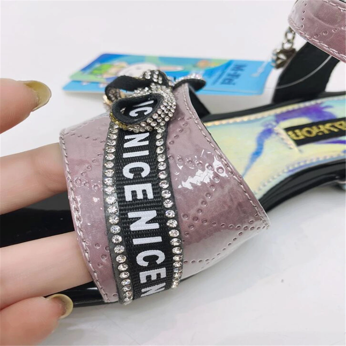 Босоножки принцессы для девочек Новинка лета 2021 модные украшения с бантом и