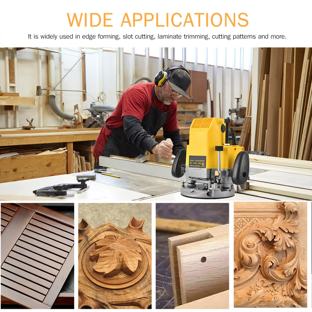 

220V Wood Router Electric Router Electric Engraving Machine Woodwork Trimmer Milling Machine Trimming Slotting Notching Power