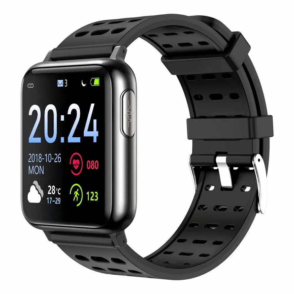 Black Black Silica ECG PPG SPO2 Smart Band Watch Men Blood Pressure Oxygen Heart Rate Monitor Smartwatch Women Waterproof for Android IOS Xiaomi - Цвет: Black Black Silica