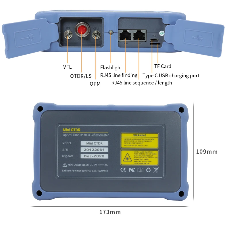 SeikoFire Mini OTDR 12 в 1 функции VFL OLS OPM карта событий RJ45 сенсорный экран