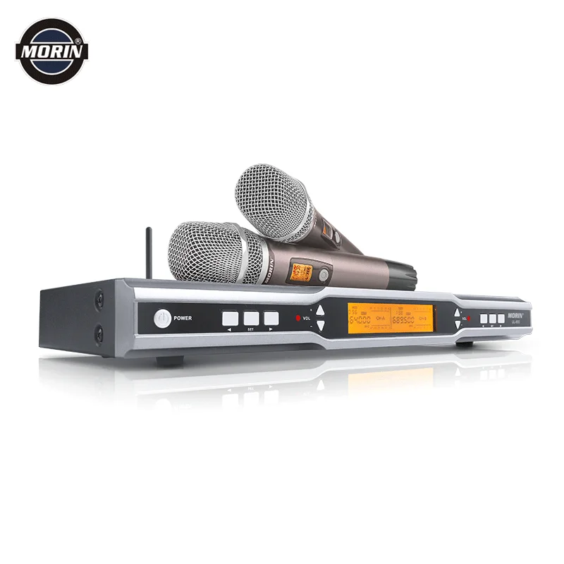 

Long Distance Dual Channel Double Hand use Wireless Microphone Professional