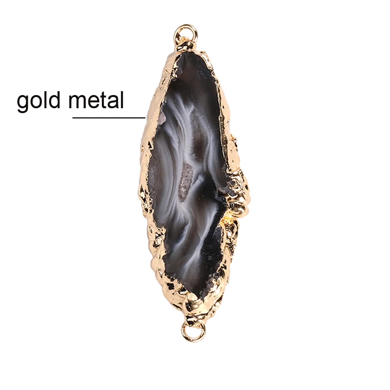gold 2 шт. кулон из натурального камня полые геометрические 2 отверстия кулон agates Druzy разъем Подвески для DIY серьги браслет Изготовление ювелирных изделий - Цвет: gold