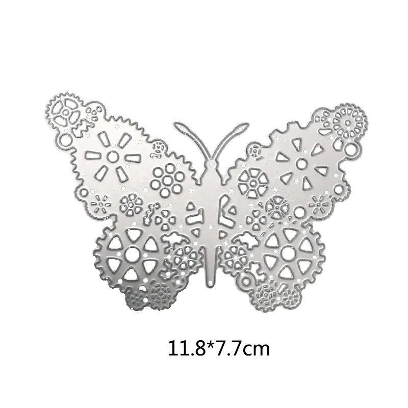 butterfly dies Шестерня металлические Вырубные штампы стимпанк штампы любовные слова штампы рамка фон ремесло Вырубные штампы для поделок бумажные карты Скрапбукинг - Цвет: butterfly dies