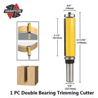 hampton double bearing trimming cutter 12 14 shank straight flush trim router bit for wood milling cutter carbide end mill