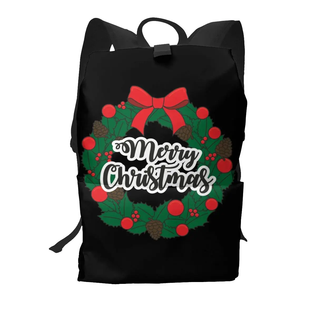Merry Christmas Backpacks Christmas Wreath Pretty Polyester Jogging Backpack Teen Durable Bags