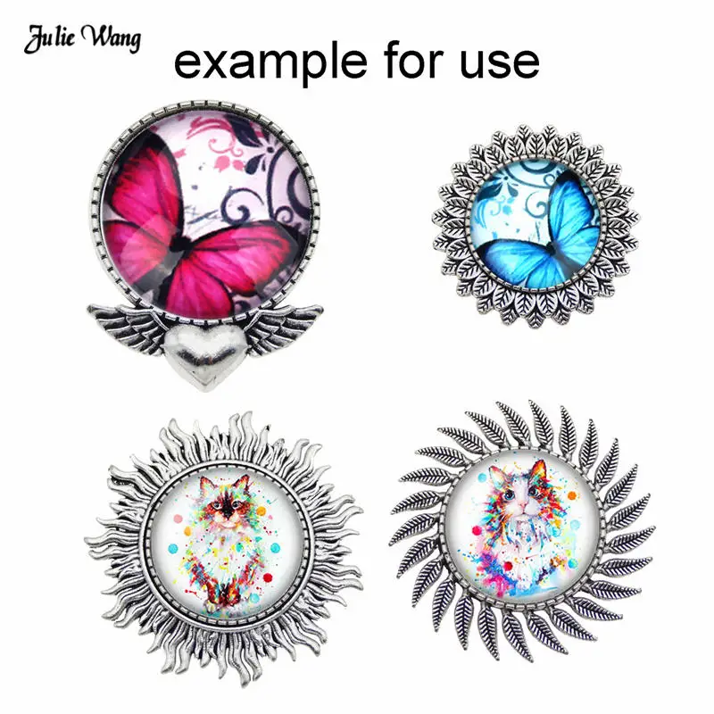 1set alloy antique silver color brooch clear glass Cameo Cabochon DIY Men Women Brooch Pin jewelry accessory Handmade Findings |