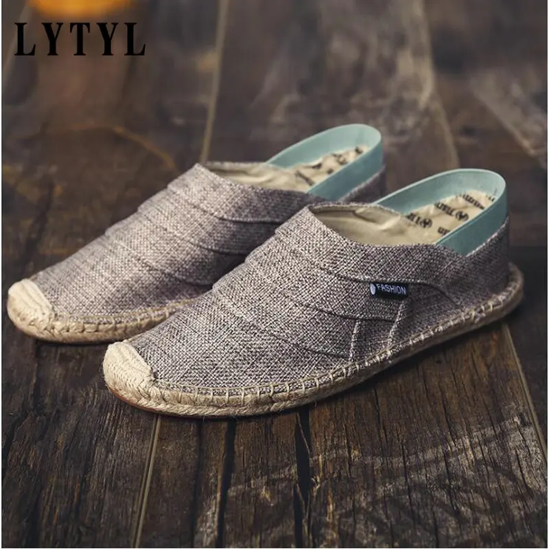 

Men Canvas Shoes Summer Breathable Fashion Casual Flat Loafers driving lazy Comfortable Espadrille Fisherman Linen Shoes B20-107