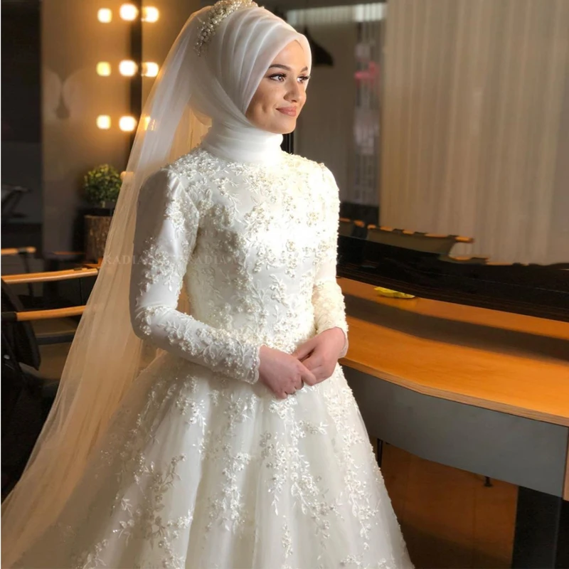 платье nupcial estilo араbe musulmán из боды арабское манга круп аппликации принцессы 2025 г.