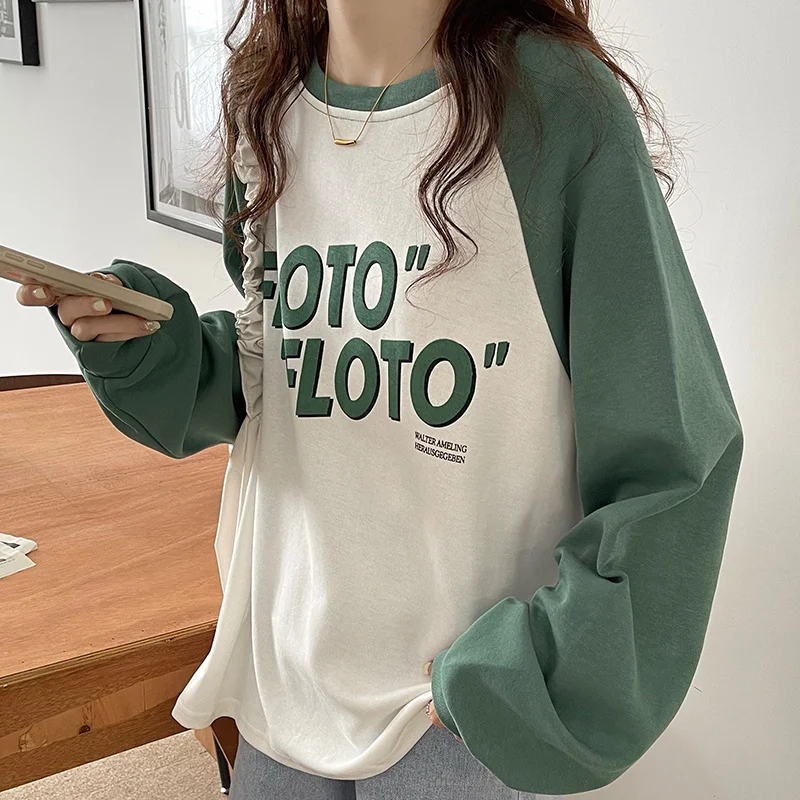 

# Real Shot 6535 Scale Stitching Long Sleeve T-shirt Female Design