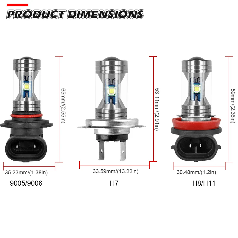 Racbox 2 шт. Автомобильная мини H8 H11 led 9005 hb3 9006 hb4 H7 противотуманная лампа дневные
