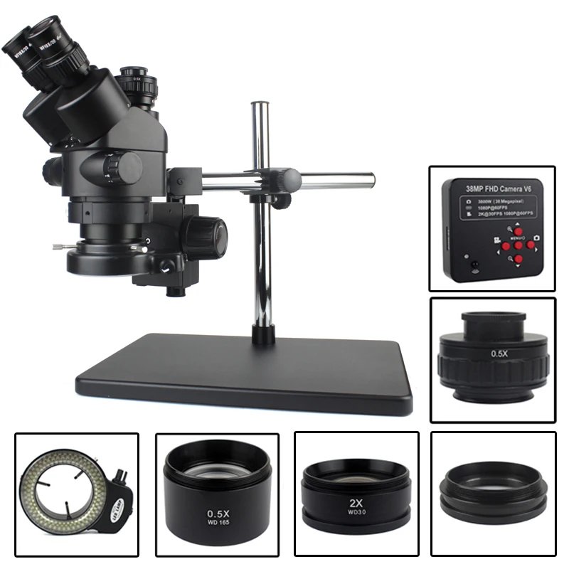 

38MP HDMI Digital USB Microscopio Camera 3.5X-90X Simul-Focal Trinocular Stereo Microscope Soldering PCB Jewelry Repair Kit