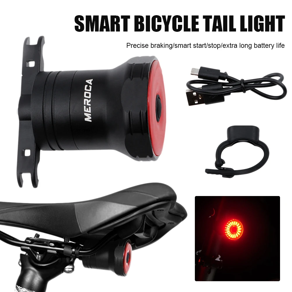 

Smart Bicycle Tail Light Brake Sensing Light LED Rechargeable Rear Light IPX6 Waterproof Taillight Bike Accessories