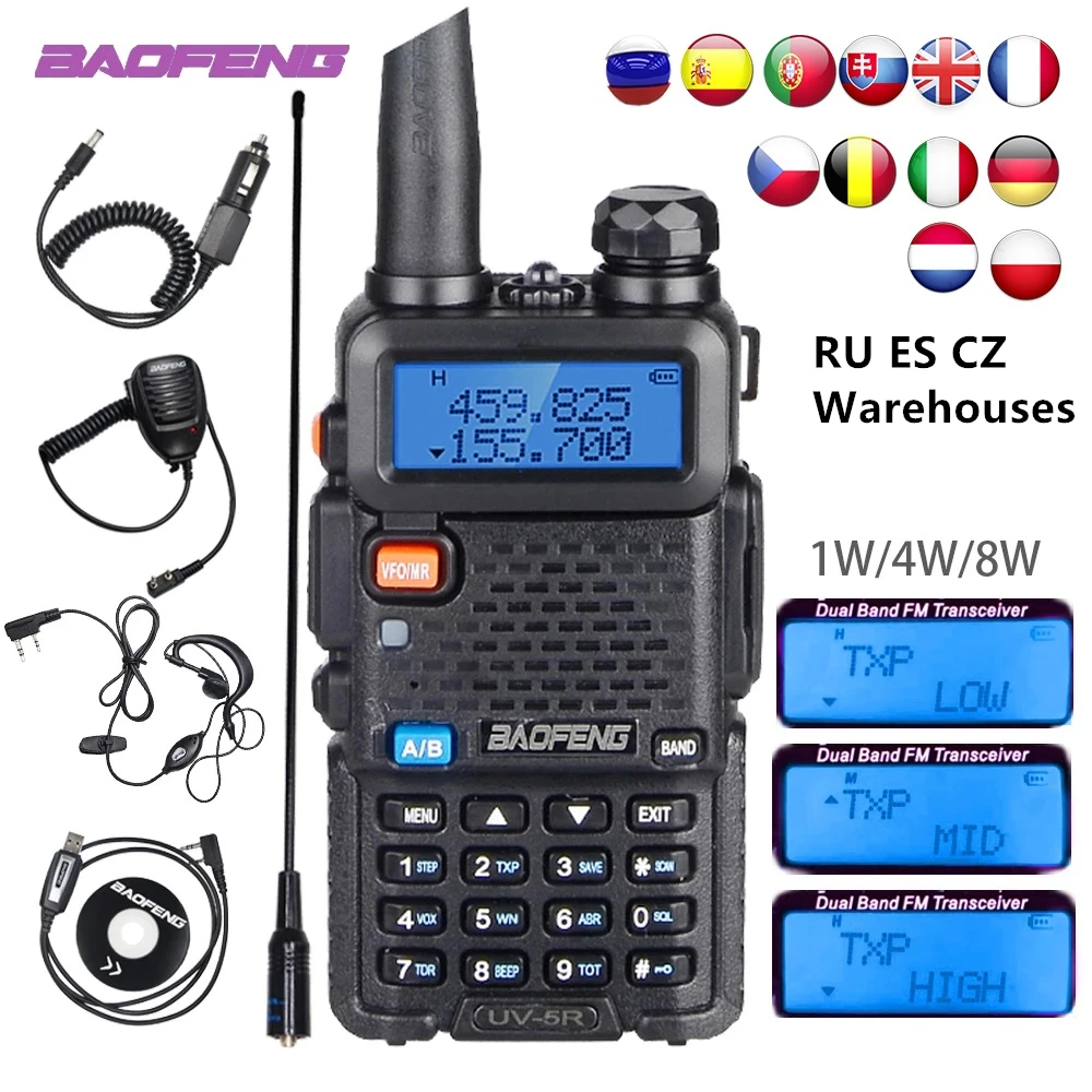 

Портативная рация Baofeng UV 5R VHF UHF Двухдиапазонная рация с длинным радиоуправлением сканер для любительской радиосвязи двухсторонняя рация дл...