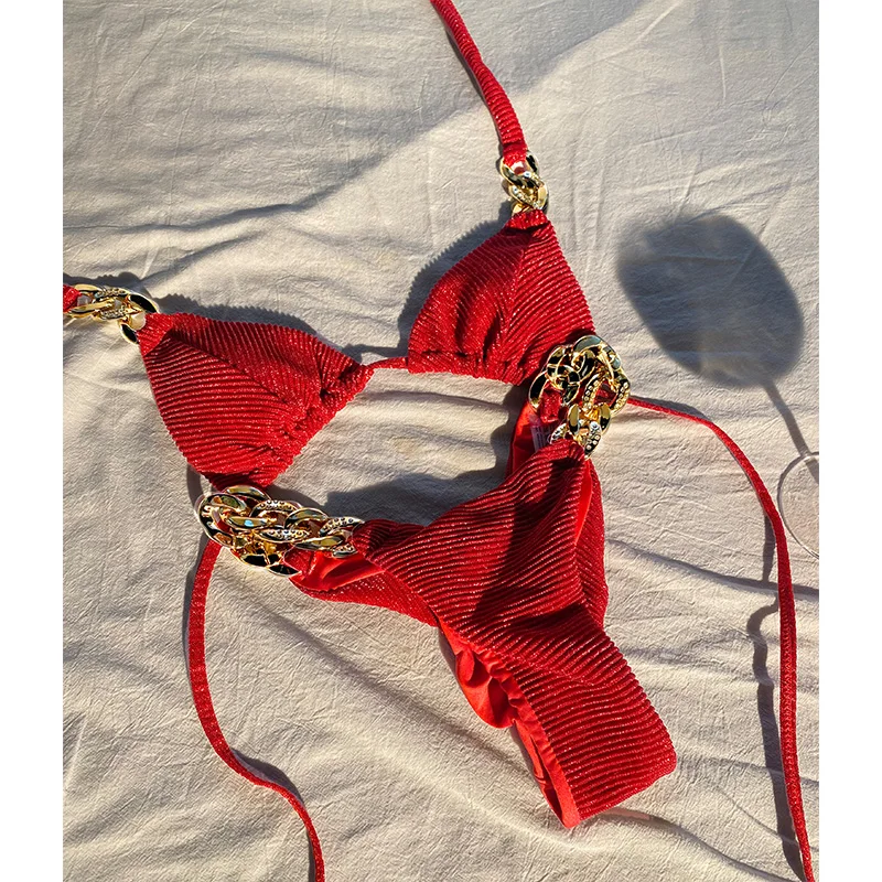 Роскошное женское бикини купальник высокого качества однотонный комплект