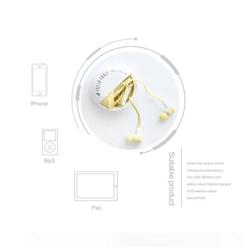 Карамельные красочные наушники с изображением свежих фруктов детские